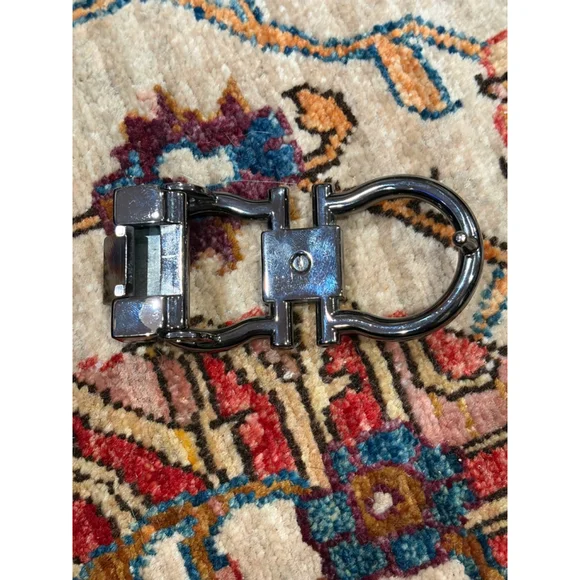 Salvatore Ferragamo Gancini Gunmetal Belt Buckle Reversible Ratchet Mens